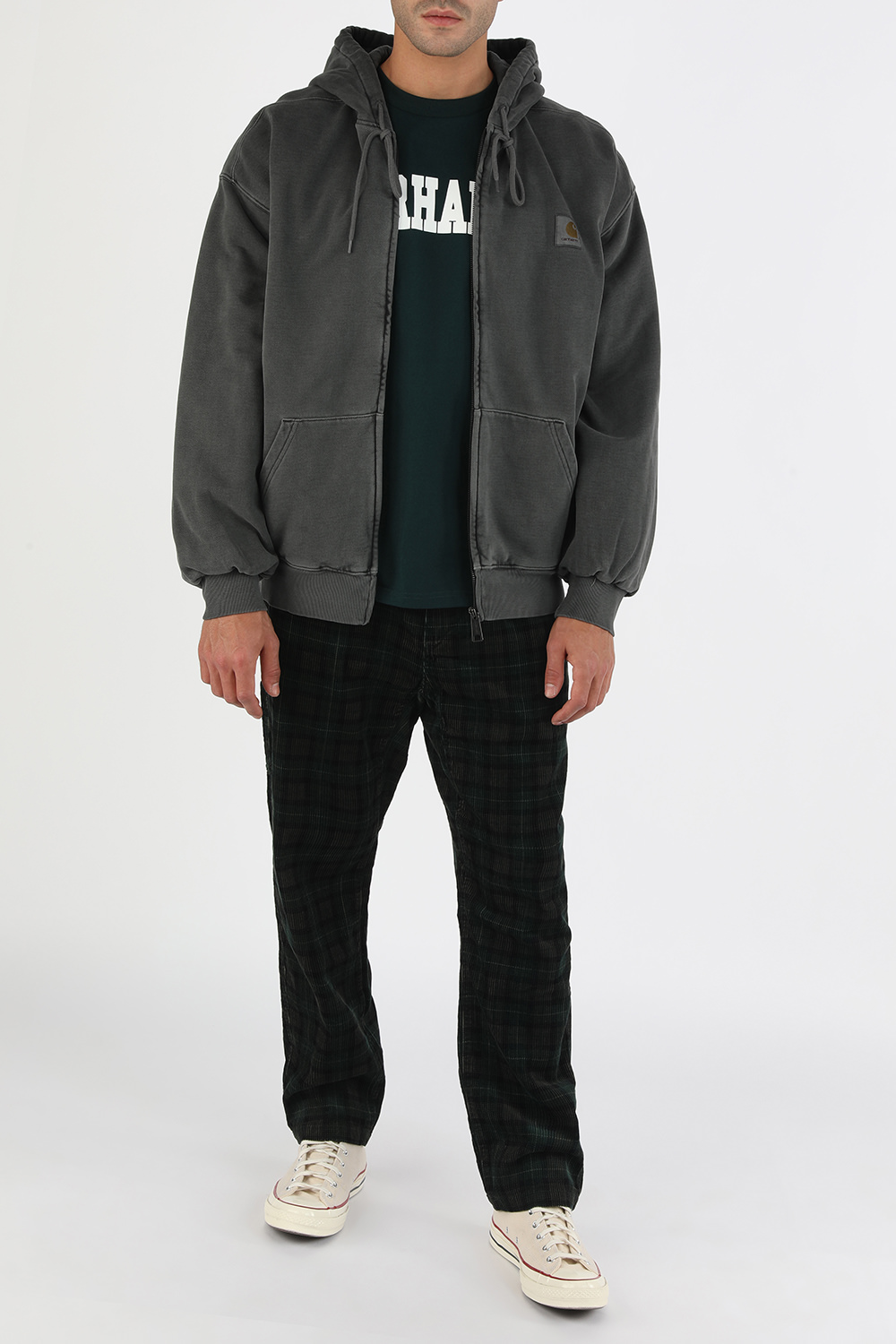 חולצת טי עם לוגו בצבע ירוק כהה